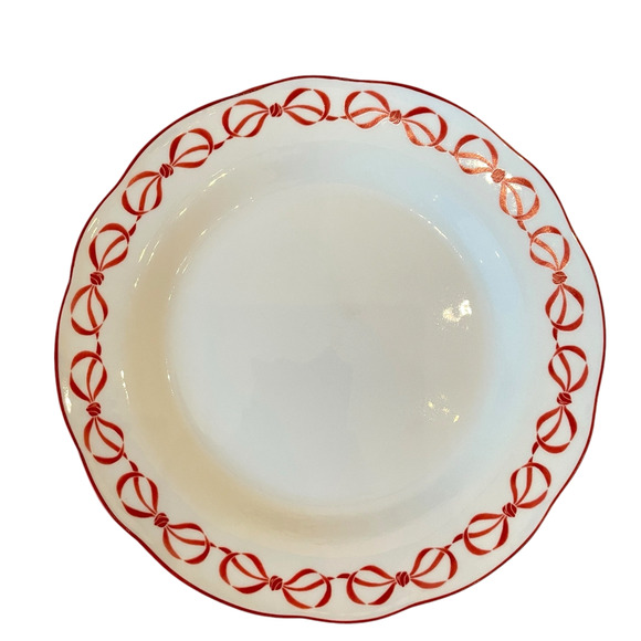 Eaton Fine Dining Red Bow Border Ceramic Appetizer Plates 7.5in Set of 4 New - Picture 2 of 16